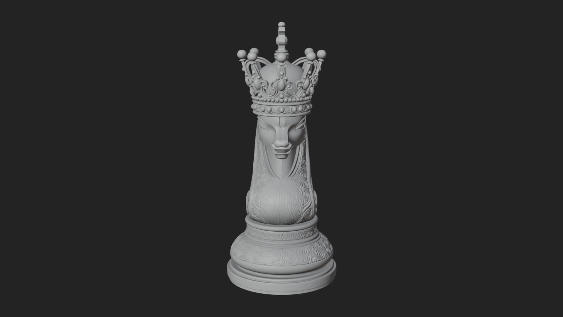Ornate Chess Piece Statue Design 135 3D Print Model 3D Model
