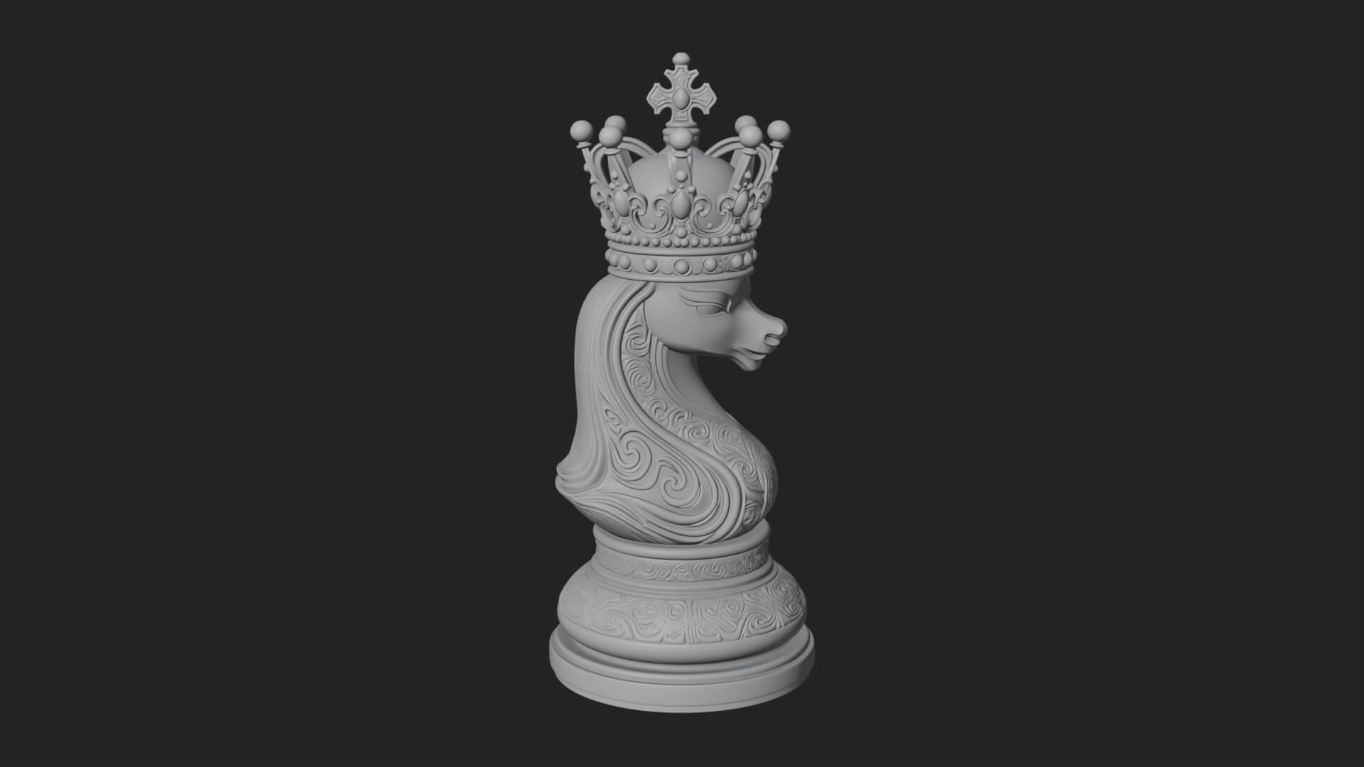 Ornate Chess Piece Statue Design 135 3D Print Model 3D Model