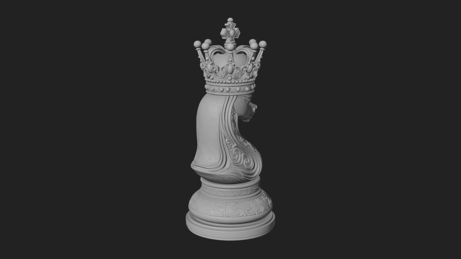 Ornate Chess Piece Statue Design 135 3D Print Model 3D Model