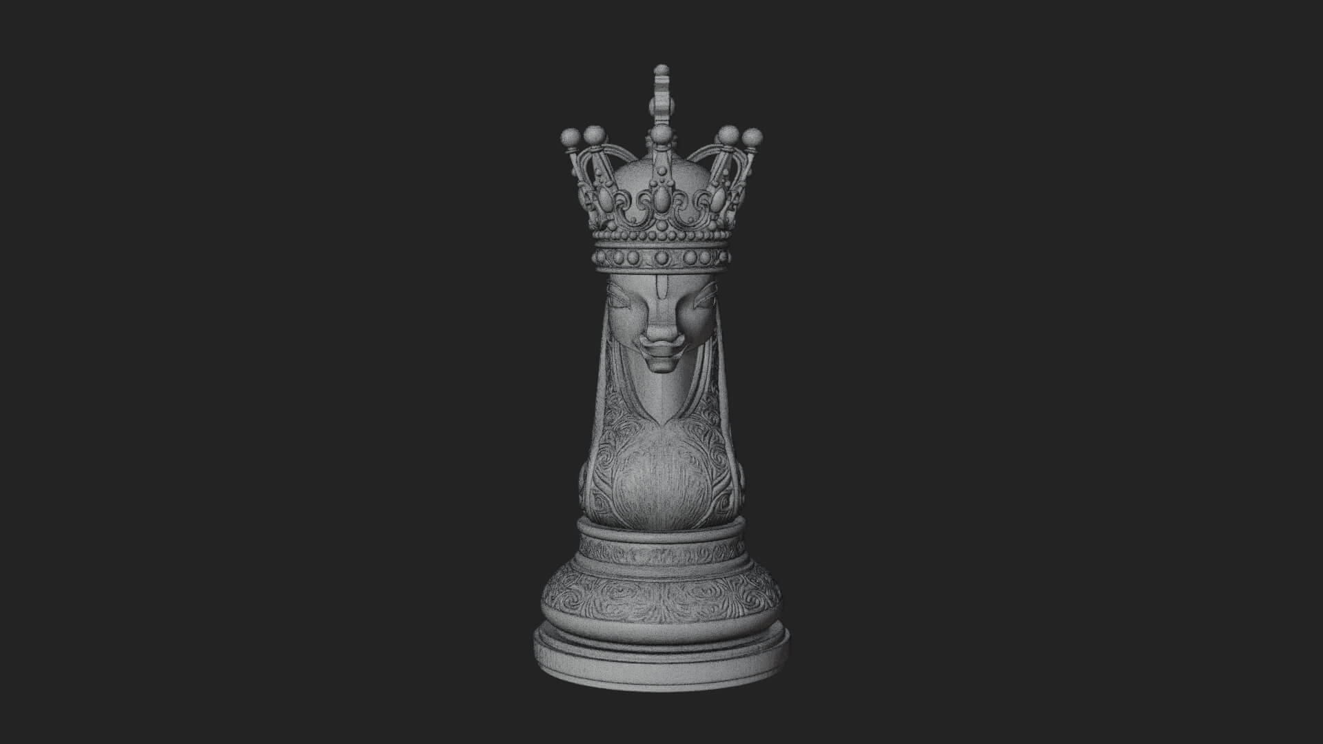 Ornate Chess Piece Statue Design 135 3D Print Model 3D Model