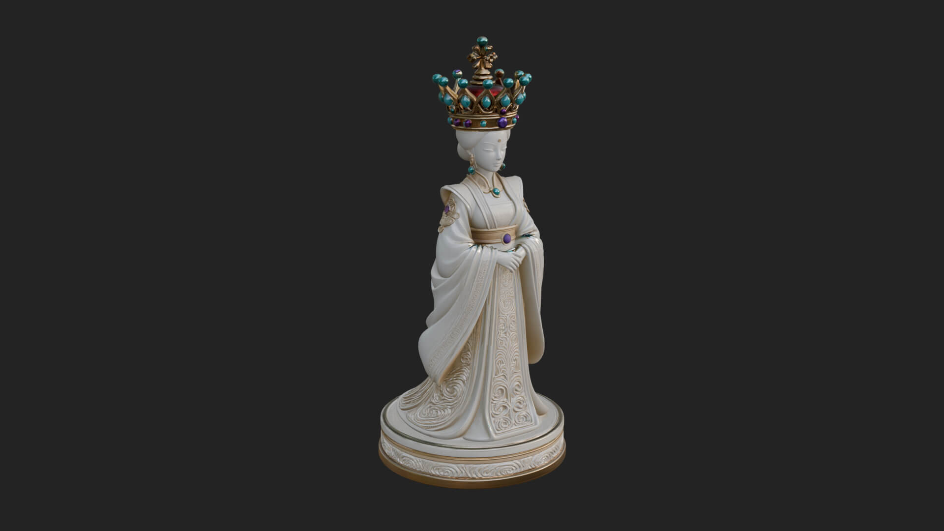 Ornate Chess Piece Statue Design 136 3D Print Model 3D Model
