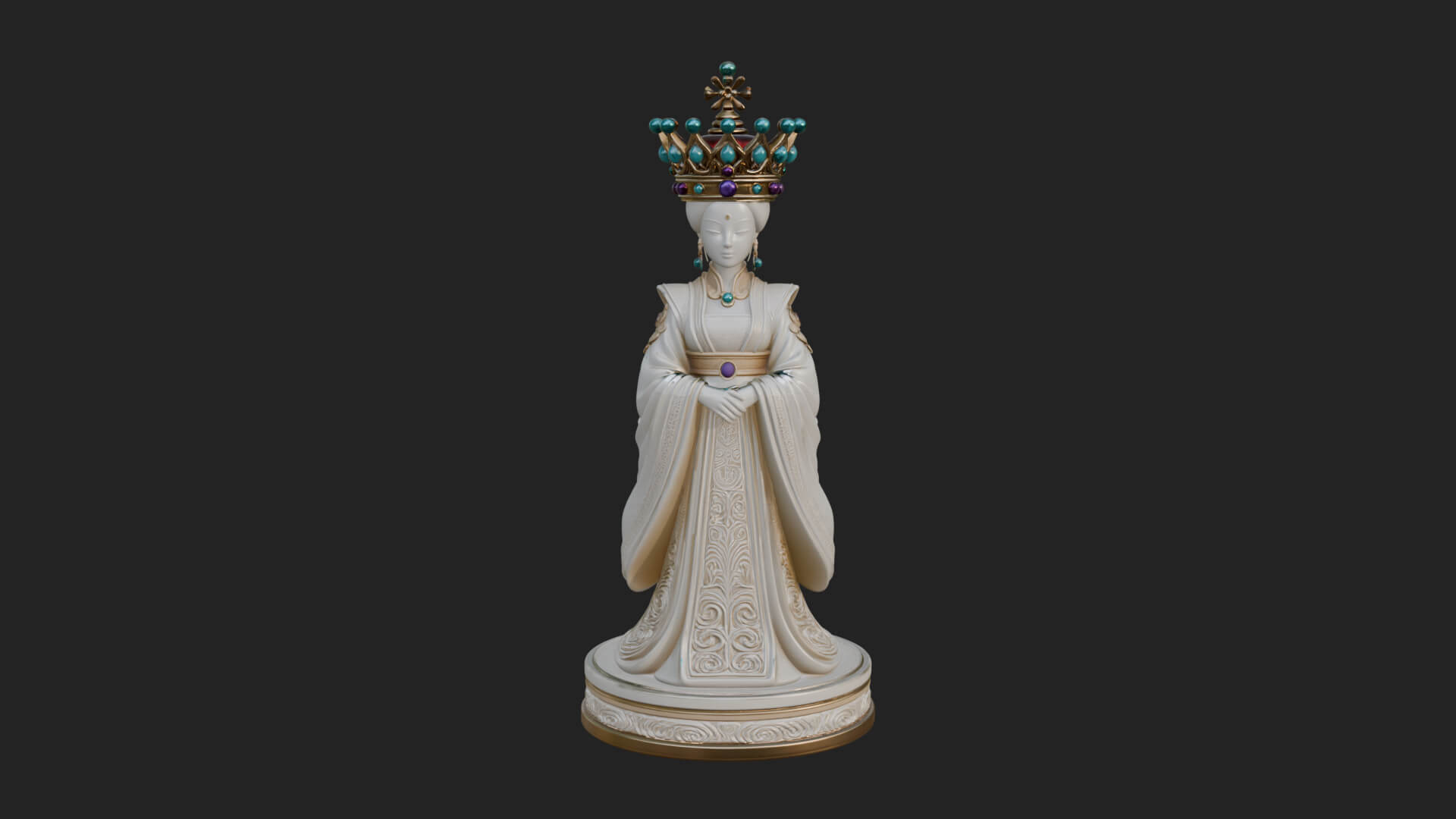 Ornate Chess Piece Statue Design 136 3D Print Model 3D Model