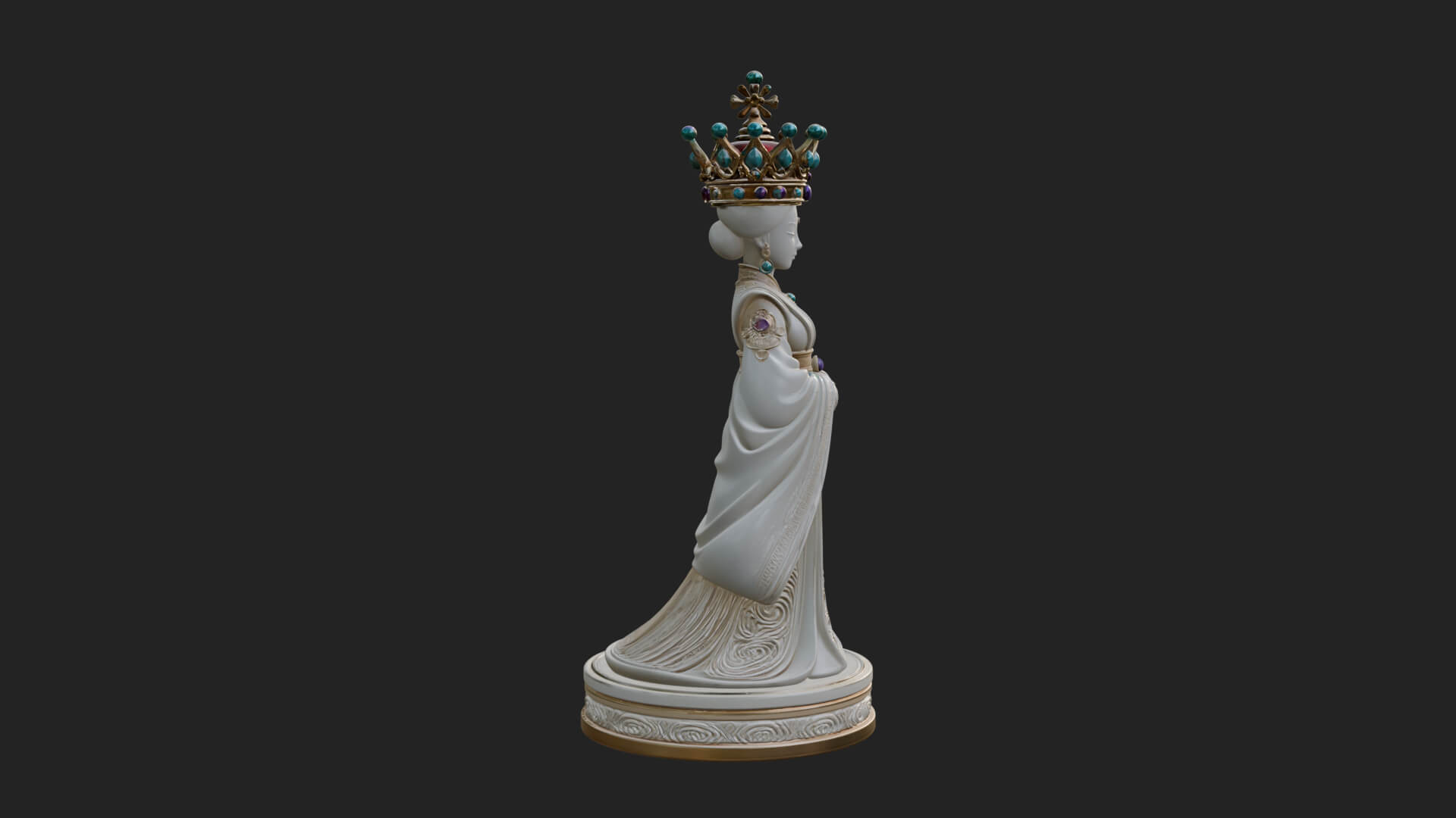 Ornate Chess Piece Statue Design 136 3D Print Model 3D Model