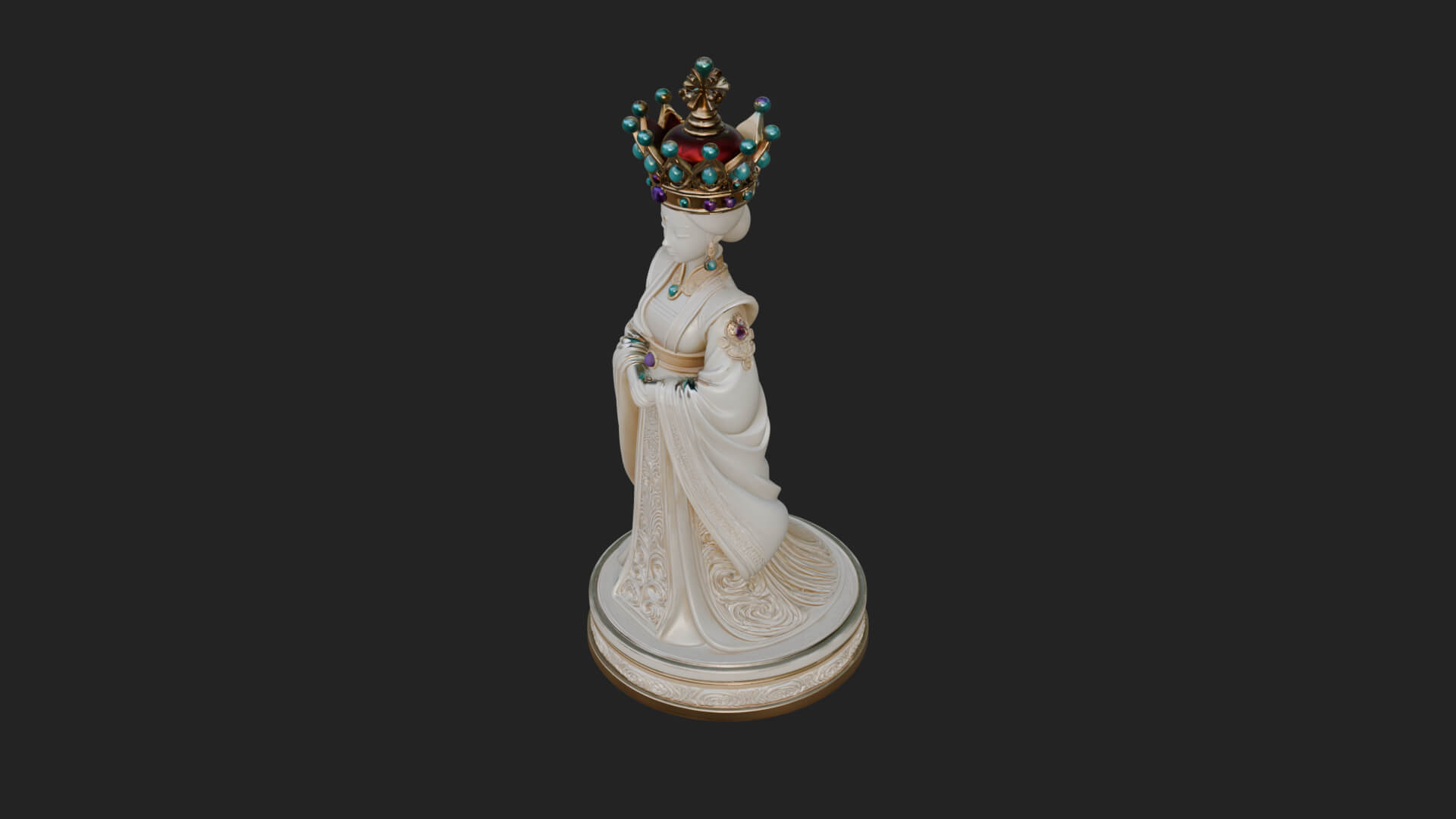 Ornate Chess Piece Statue Design 136 3D Print Model 3D Model