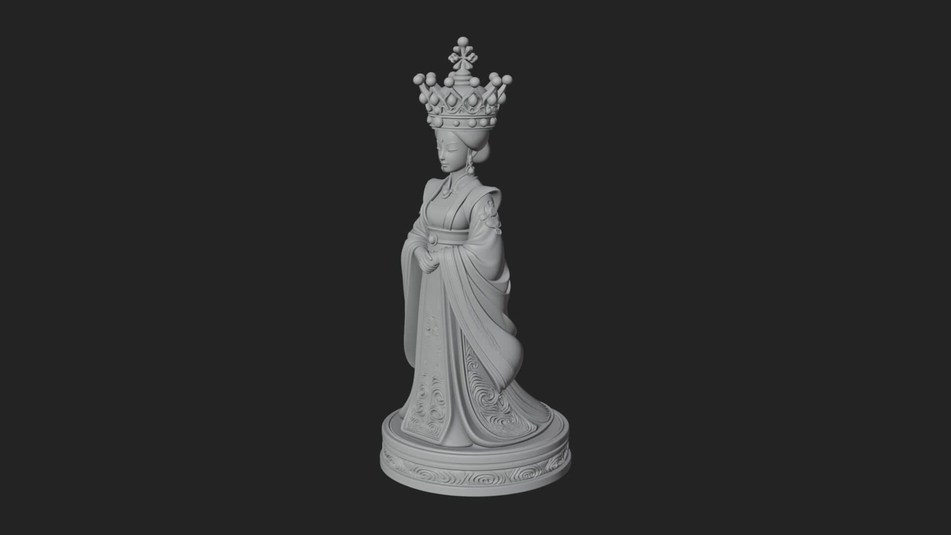 Ornate Chess Piece Statue Design 136 3D Print Model 3D Model