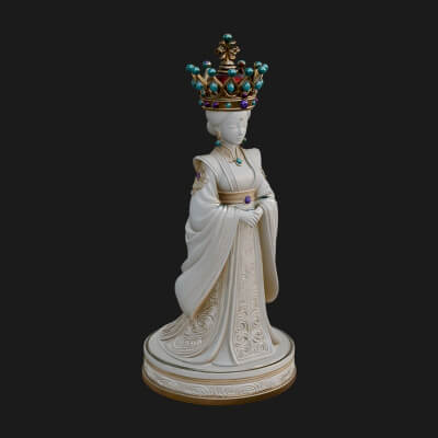 Ornate Chess Piece Statue Design 136 3D Print Model