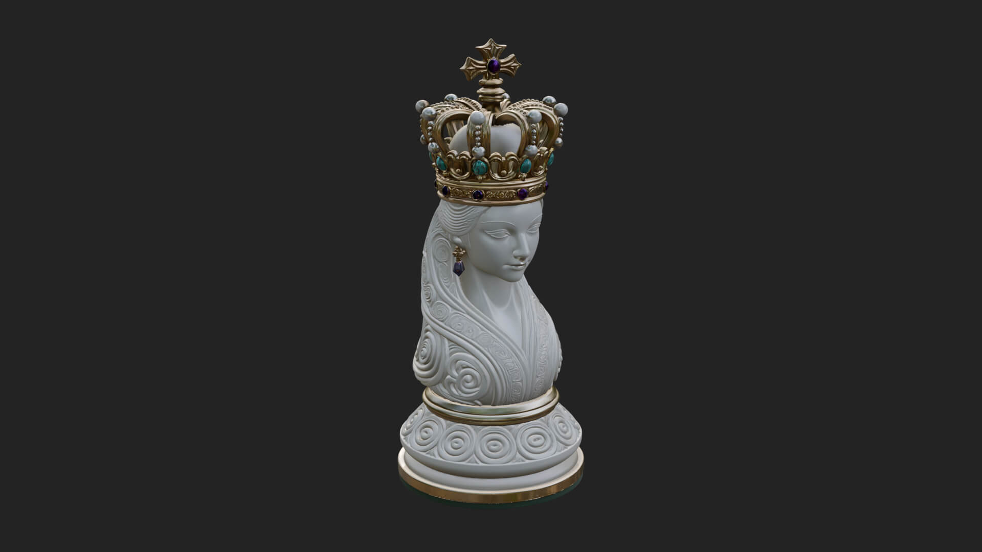 Ornate Chess Piece Statue Design 138 3D Print Model 3D Model