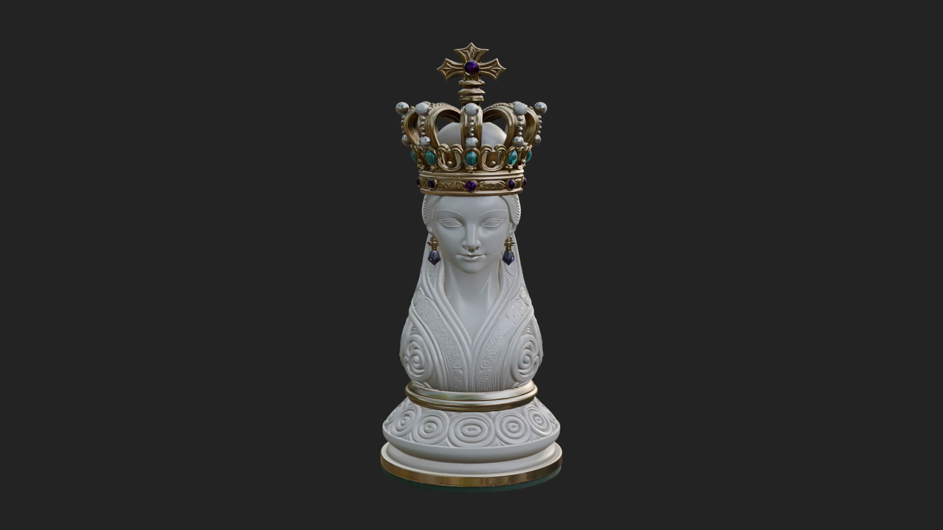 Ornate Chess Piece Statue Design 138 3D Print Model 3D Model