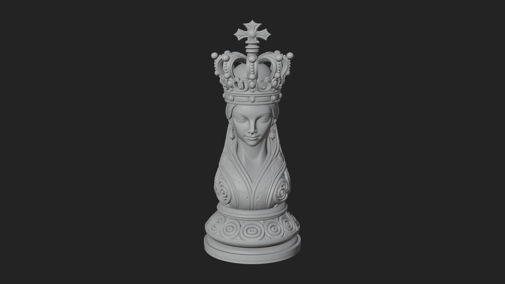 Ornate Chess Piece Statue Design 138 3D Print Model 3D Model