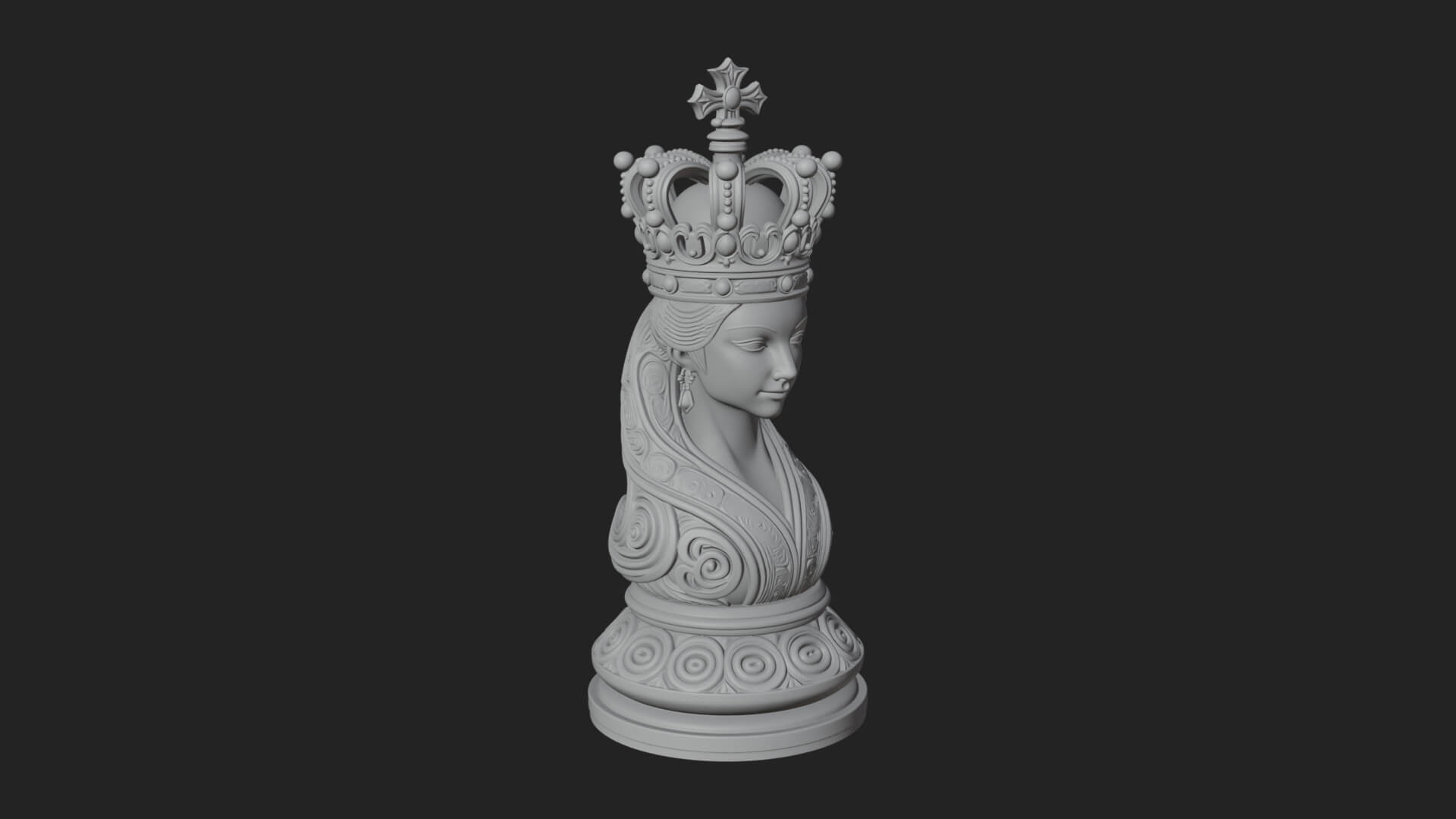 Ornate Chess Piece Statue Design 138 3D Print Model 3D Model