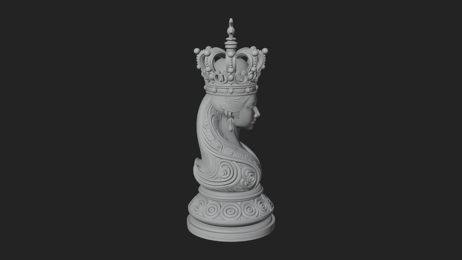 Ornate Chess Piece Statue Design 138 3D Print Model 3D Model