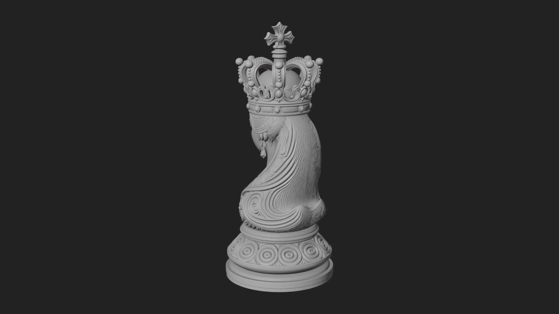 Ornate Chess Piece Statue Design 138 3D Print Model 3D Model