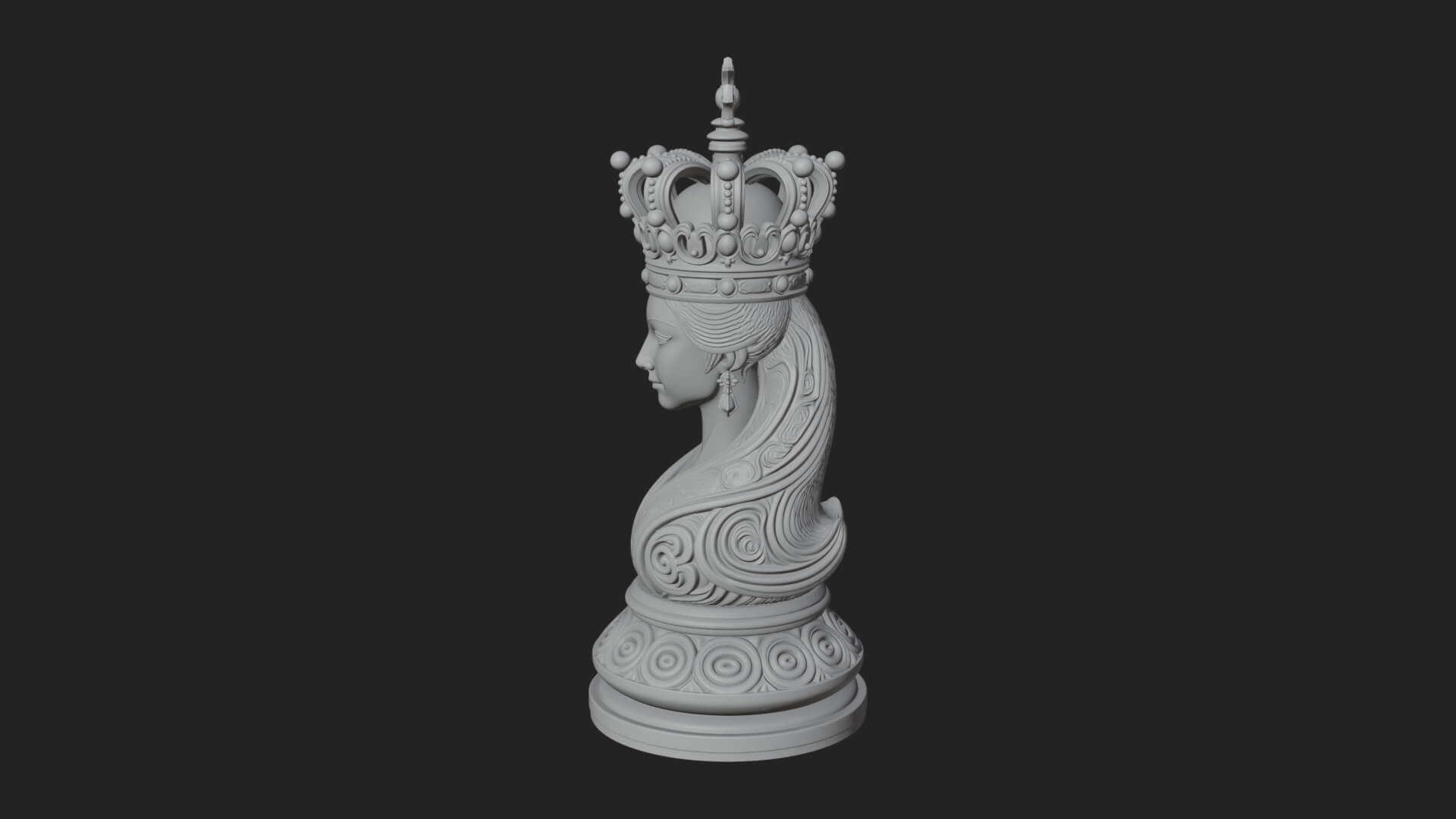 Ornate Chess Piece Statue Design 138 3D Print Model 3D Model
