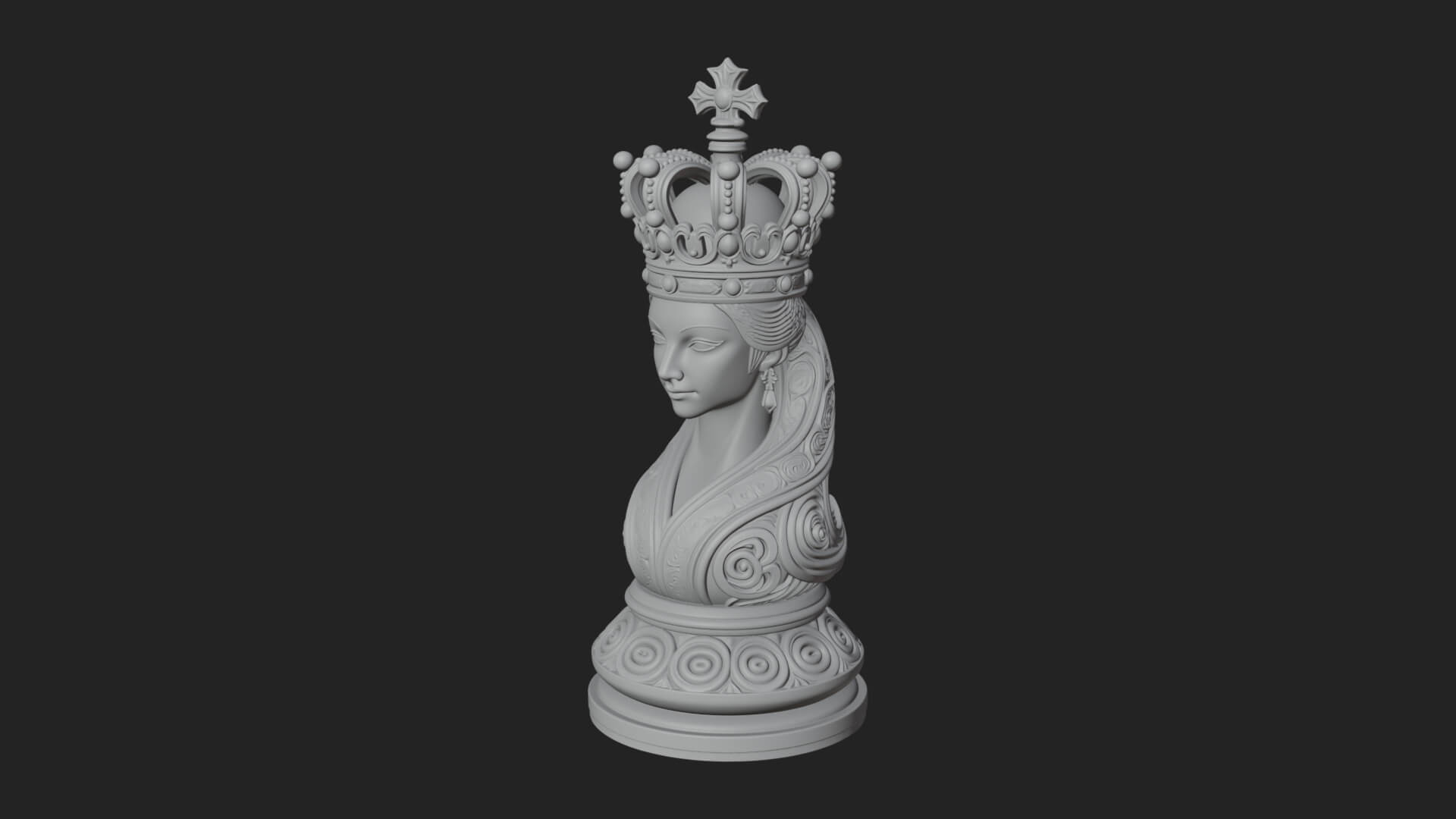 Ornate Chess Piece Statue Design 138 3D Print Model 3D Model