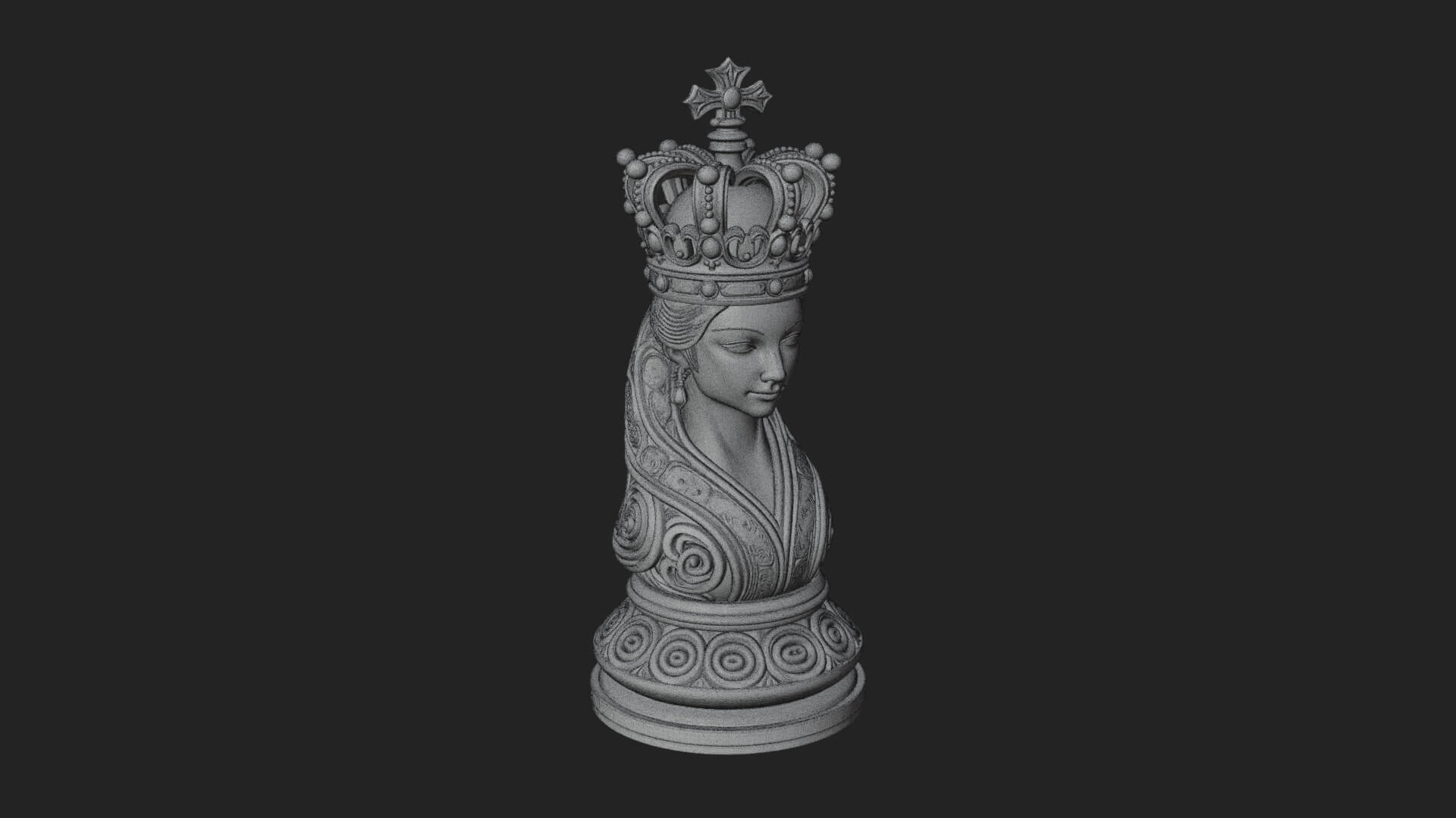 Ornate Chess Piece Statue Design 138 3D Print Model 3D Model