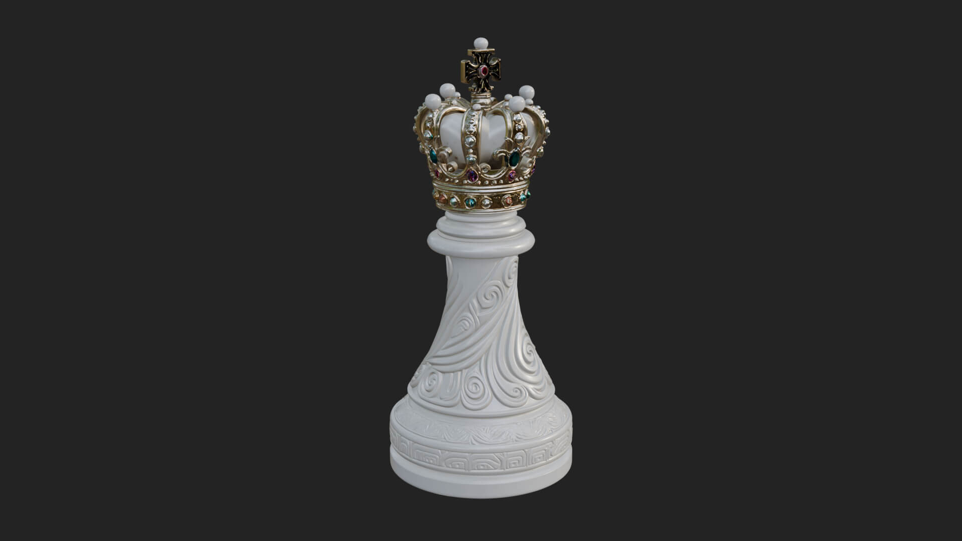 Ornate Chess Piece Statue Design 139 3D Print Model 3D Model