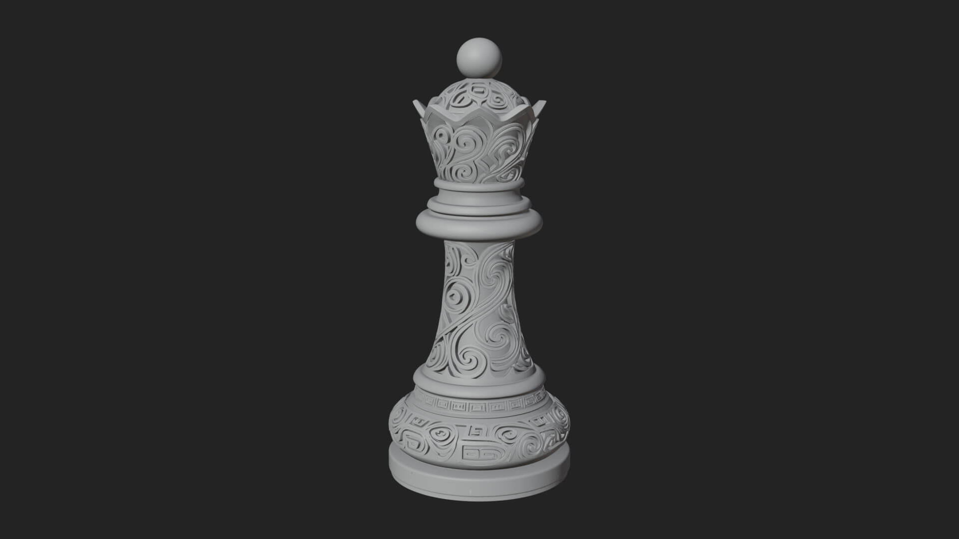 Ornate Chess Piece Statue Design 14 3D Print Model 3D Model