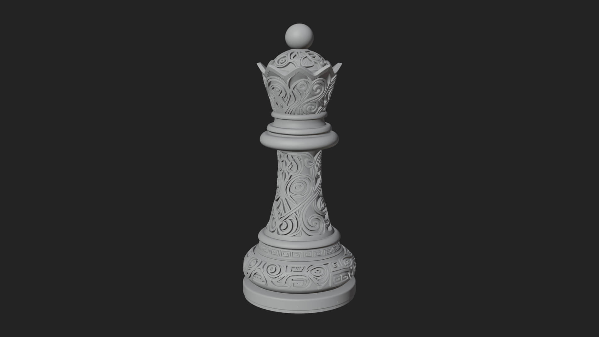 Ornate Chess Piece Statue Design 14 3D Print Model 3D Model