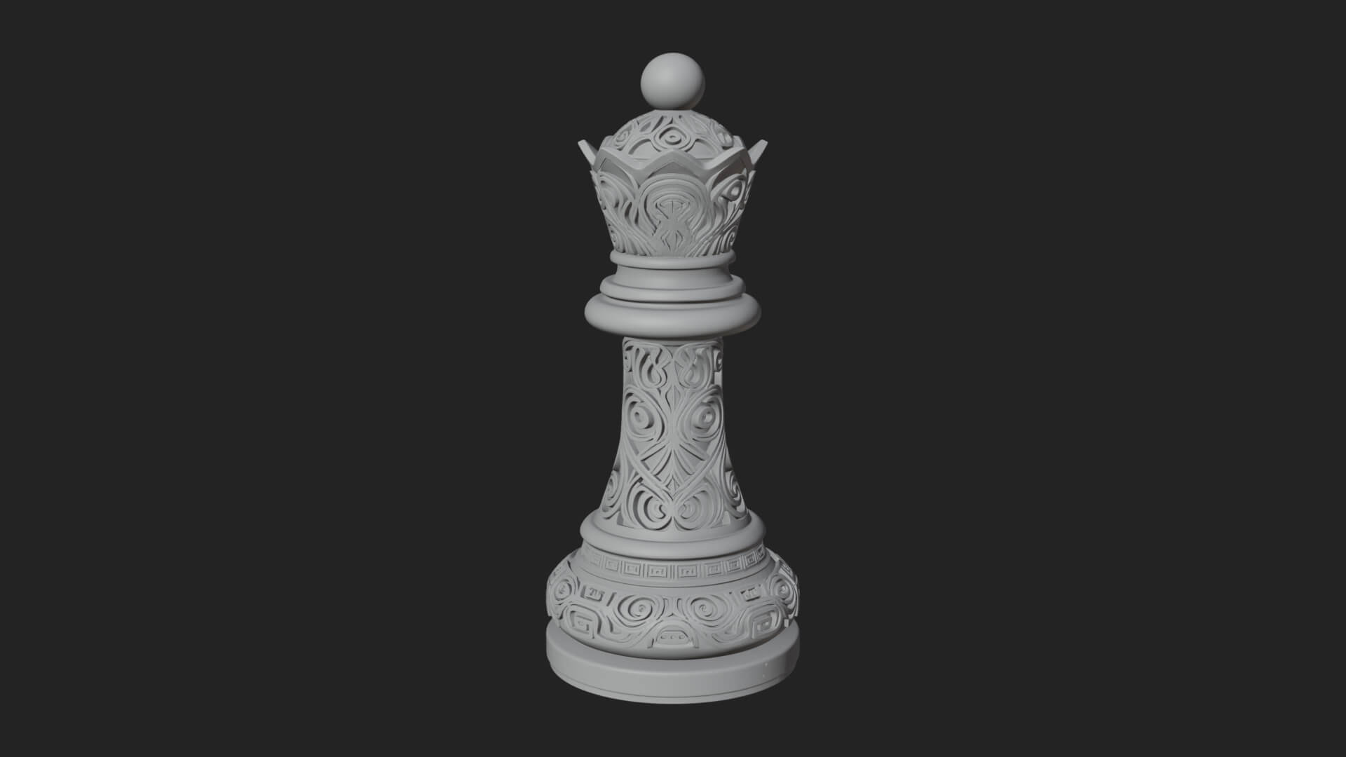 Ornate Chess Piece Statue Design 14 3D Print Model 3D Model