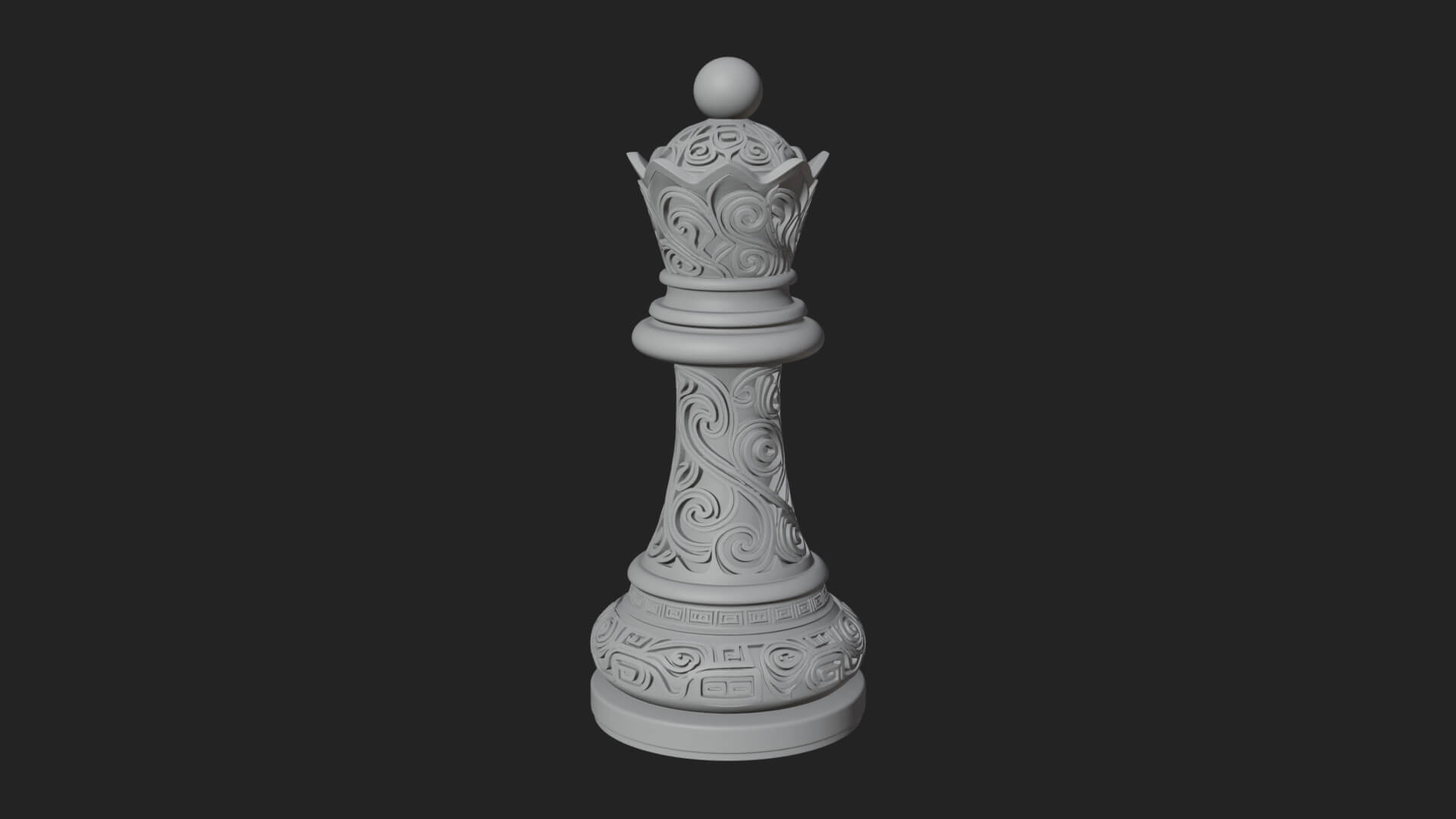 Ornate Chess Piece Statue Design 14 3D Print Model 3D Model