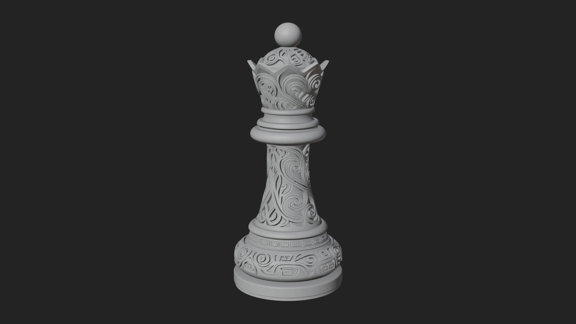 Ornate Chess Piece Statue Design 14 3D Print Model 3D Model