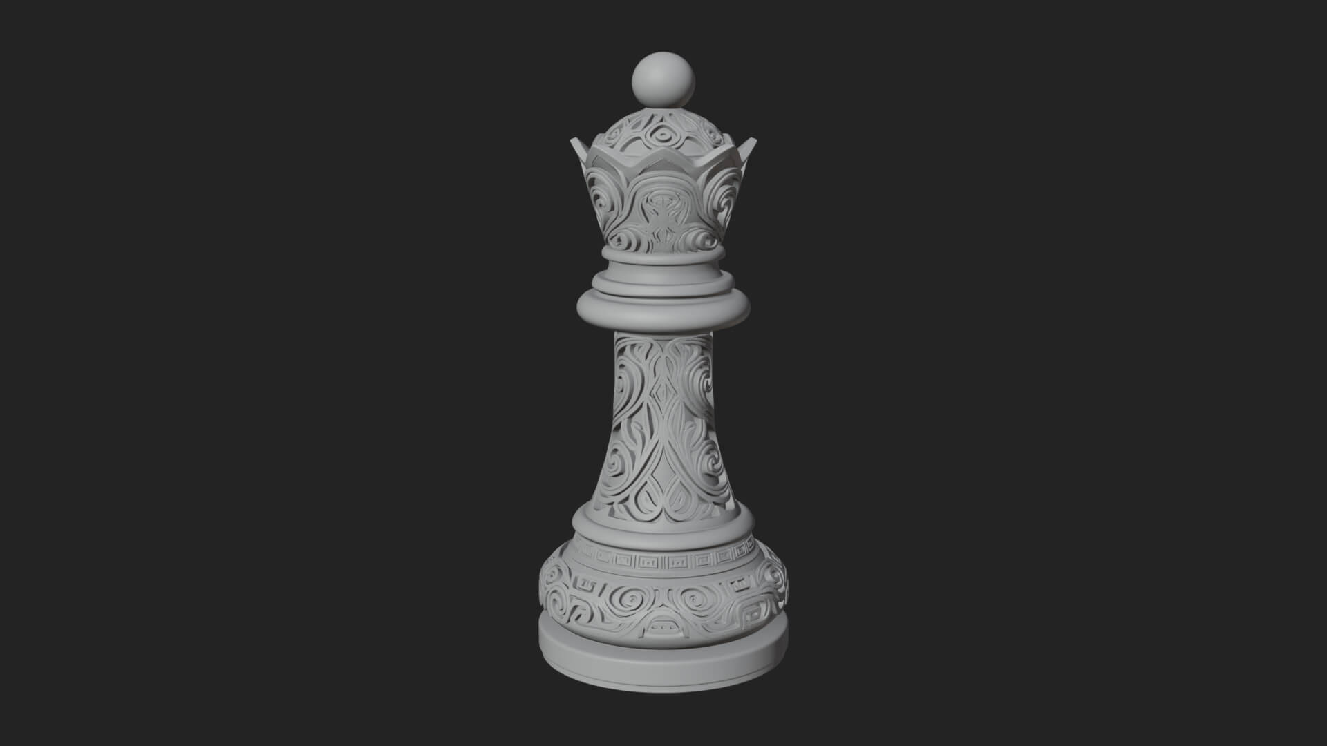 Ornate Chess Piece Statue Design 14 3D Print Model 3D Model
