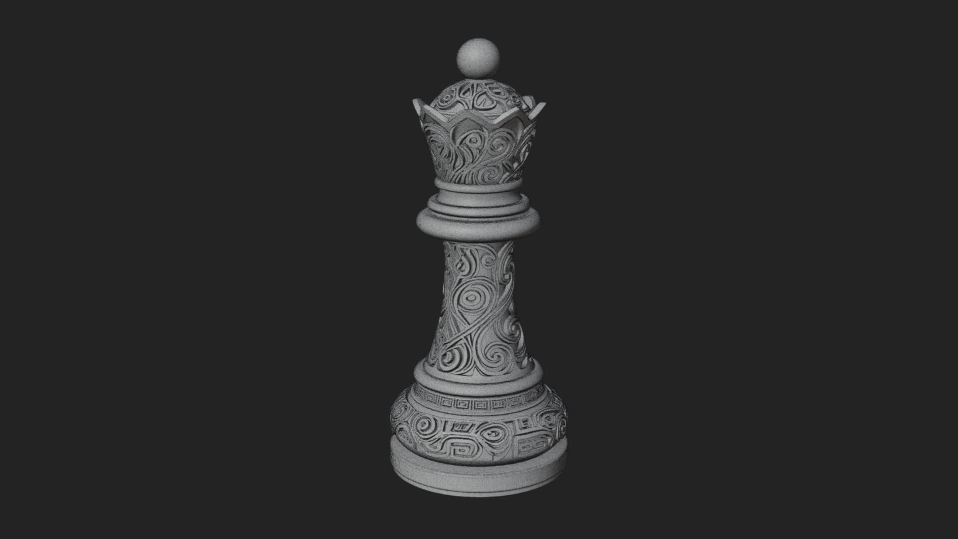 Ornate Chess Piece Statue Design 14 3D Print Model 3D Model