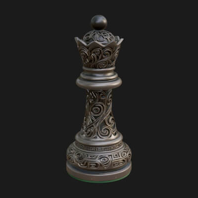 Ornate Chess Piece Statue Design 14 3D Print Model