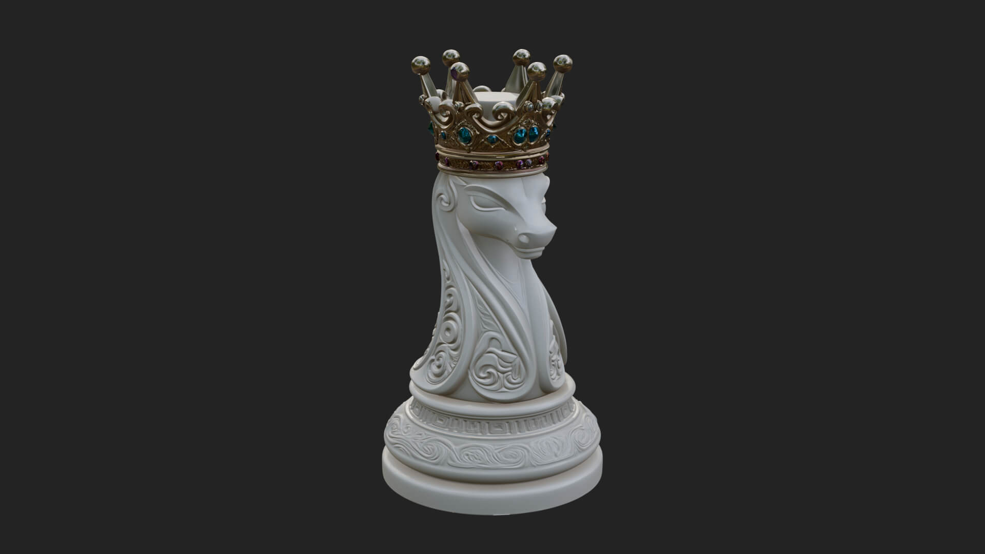 Ornate Chess Piece Statue Design 141 3D Print Model 3D Model