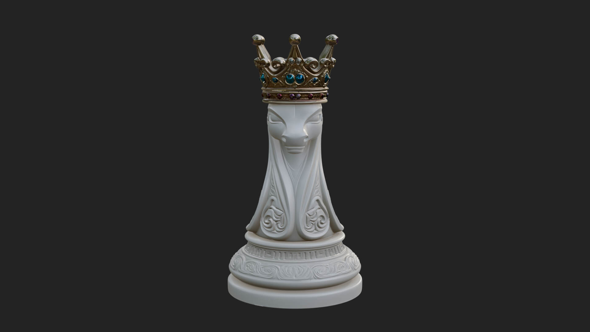 Ornate Chess Piece Statue Design 141 3D Print Model 3D Model