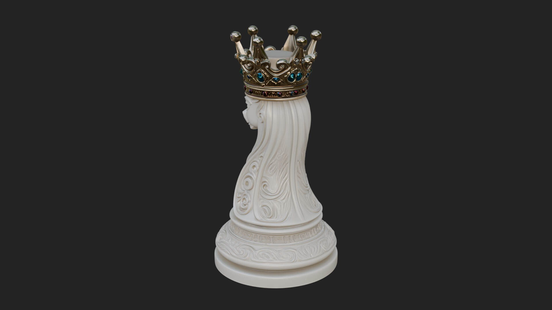 Ornate Chess Piece Statue Design 141 3D Print Model 3D Model