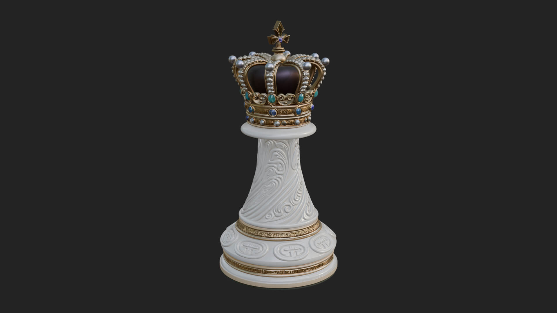 Ornate Chess Piece Statue Design 142 3D Print Model 3D Model
