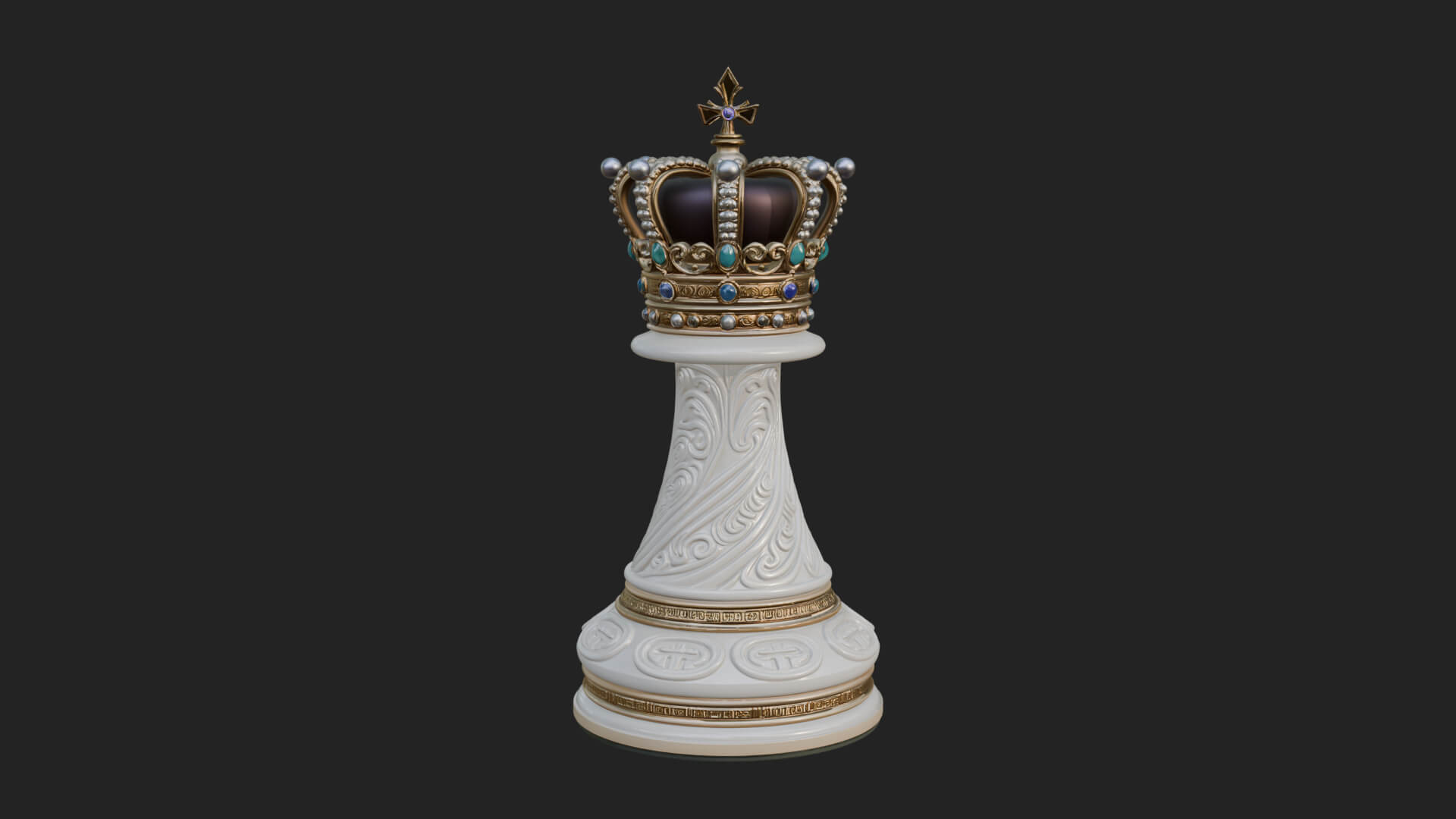 Ornate Chess Piece Statue Design 142 3D Print Model 3D Model