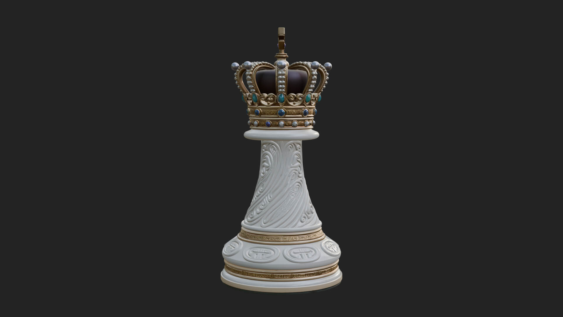 Ornate Chess Piece Statue Design 142 3D Print Model 3D Model