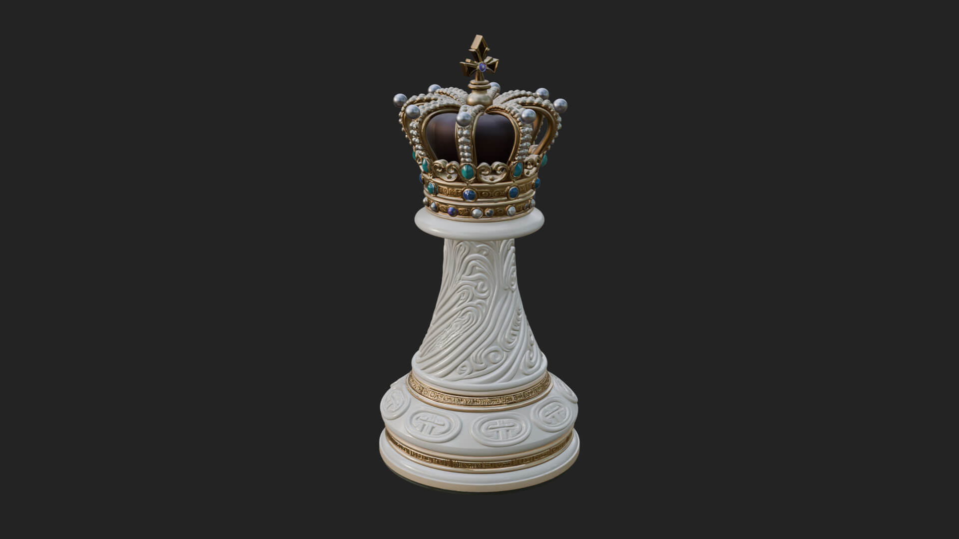 Ornate Chess Piece Statue Design 142 3D Print Model 3D Model