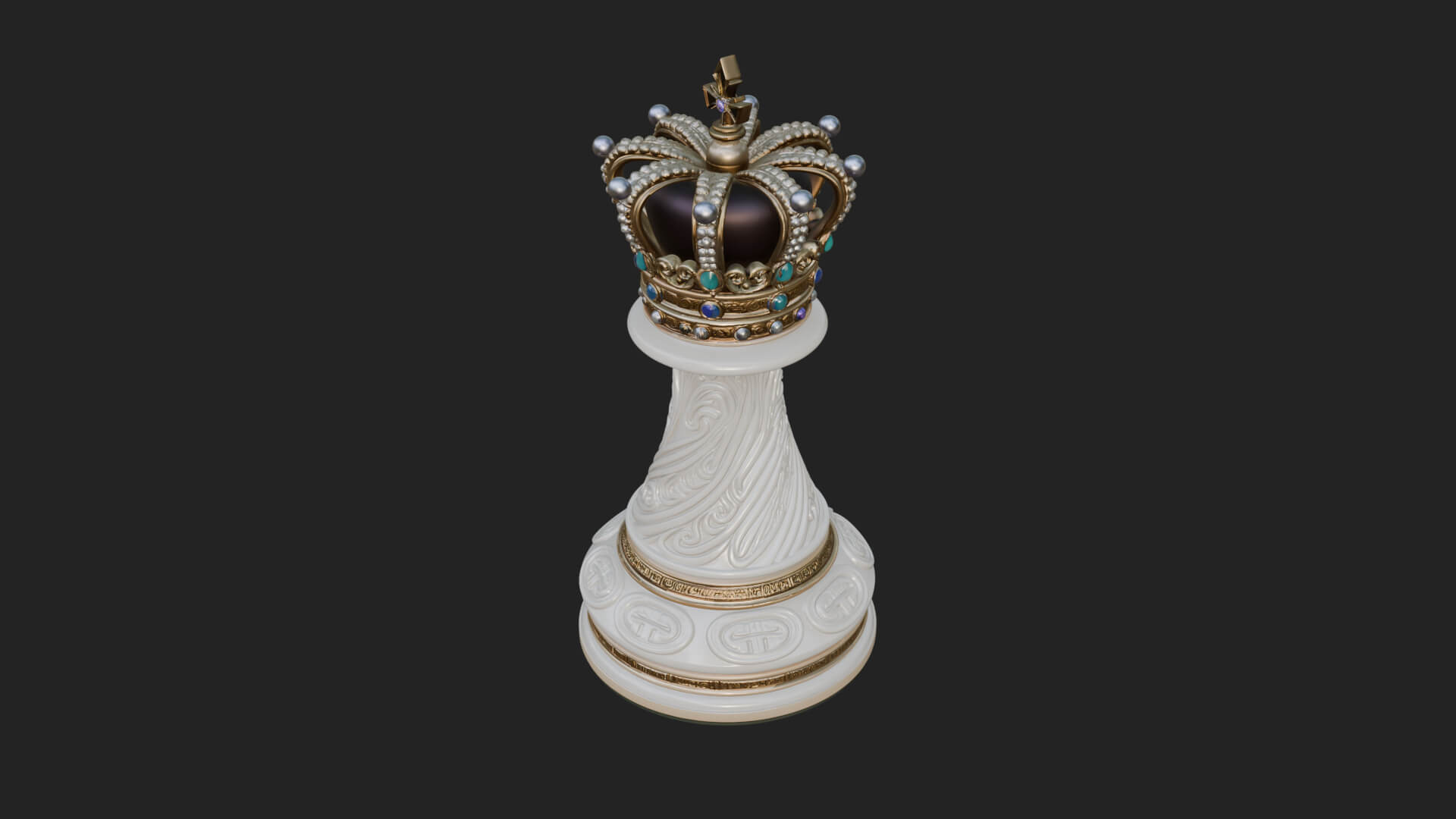 Ornate Chess Piece Statue Design 142 3D Print Model 3D Model