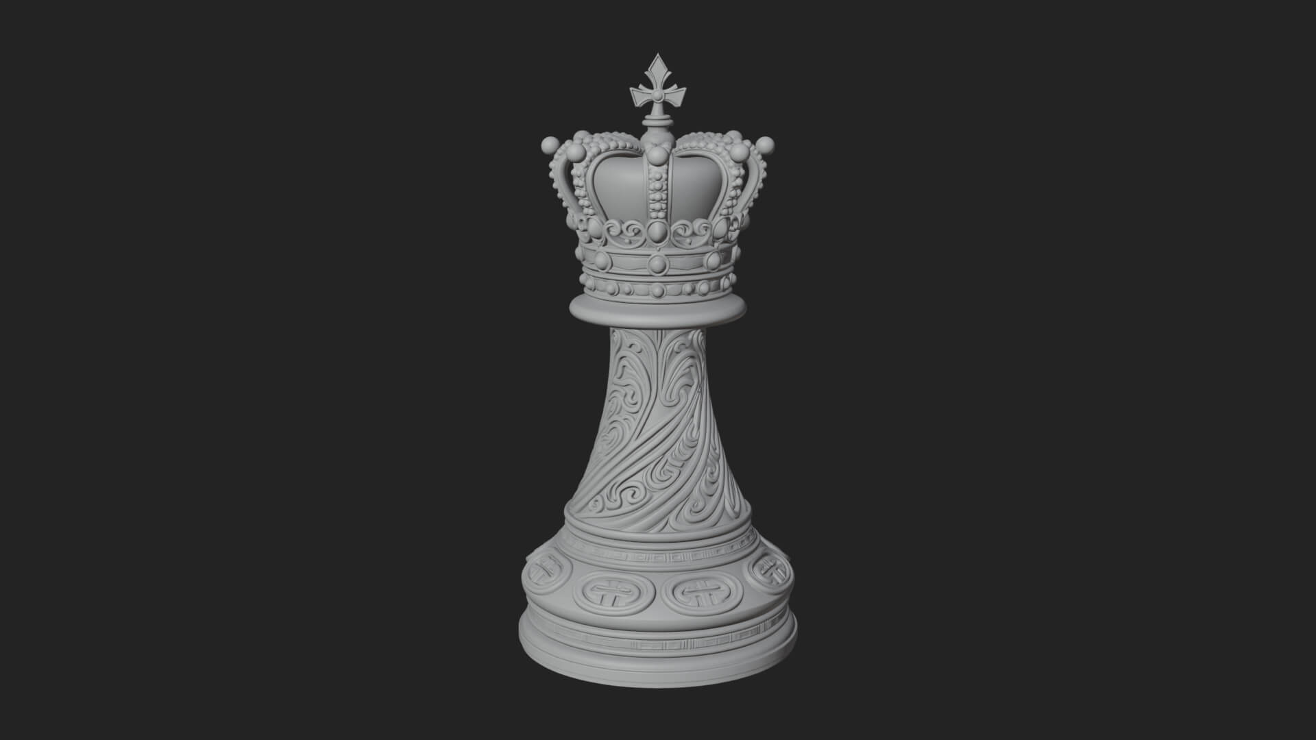 Ornate Chess Piece Statue Design 142 3D Print Model 3D Model