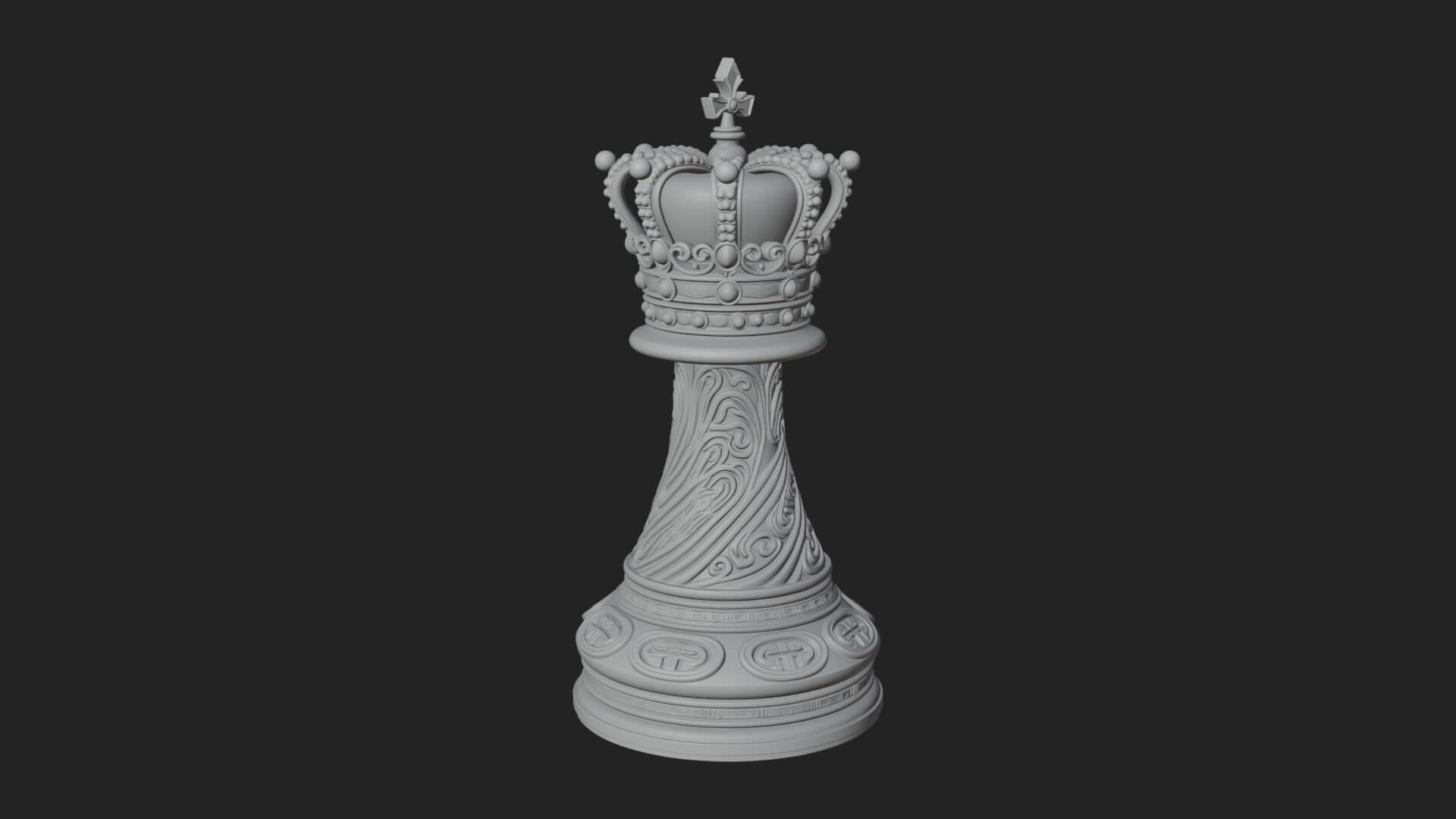 Ornate Chess Piece Statue Design 142 3D Print Model 3D Model