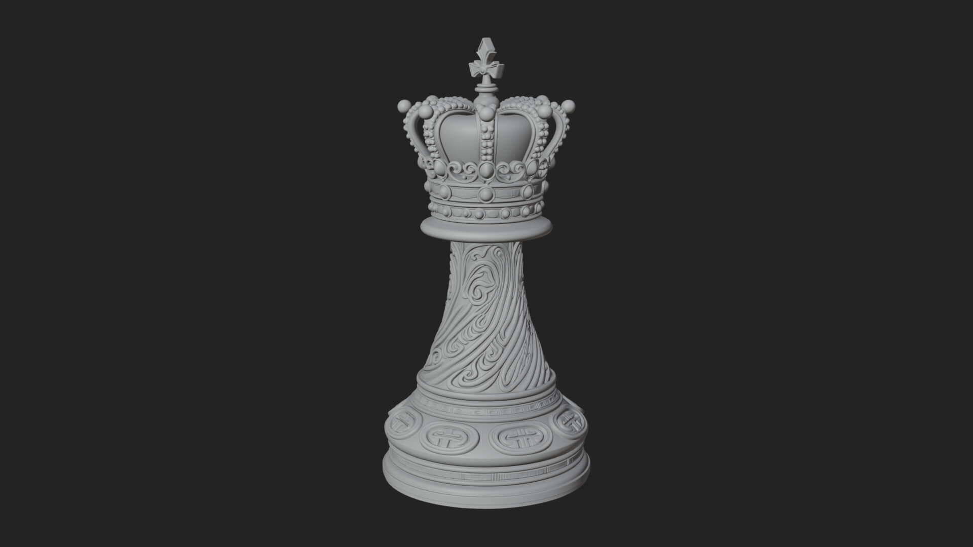 Ornate Chess Piece Statue Design 142 3D Print Model 3D Model