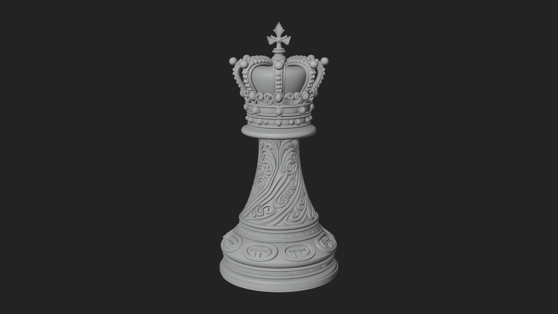 Ornate Chess Piece Statue Design 142 3D Print Model 3D Model