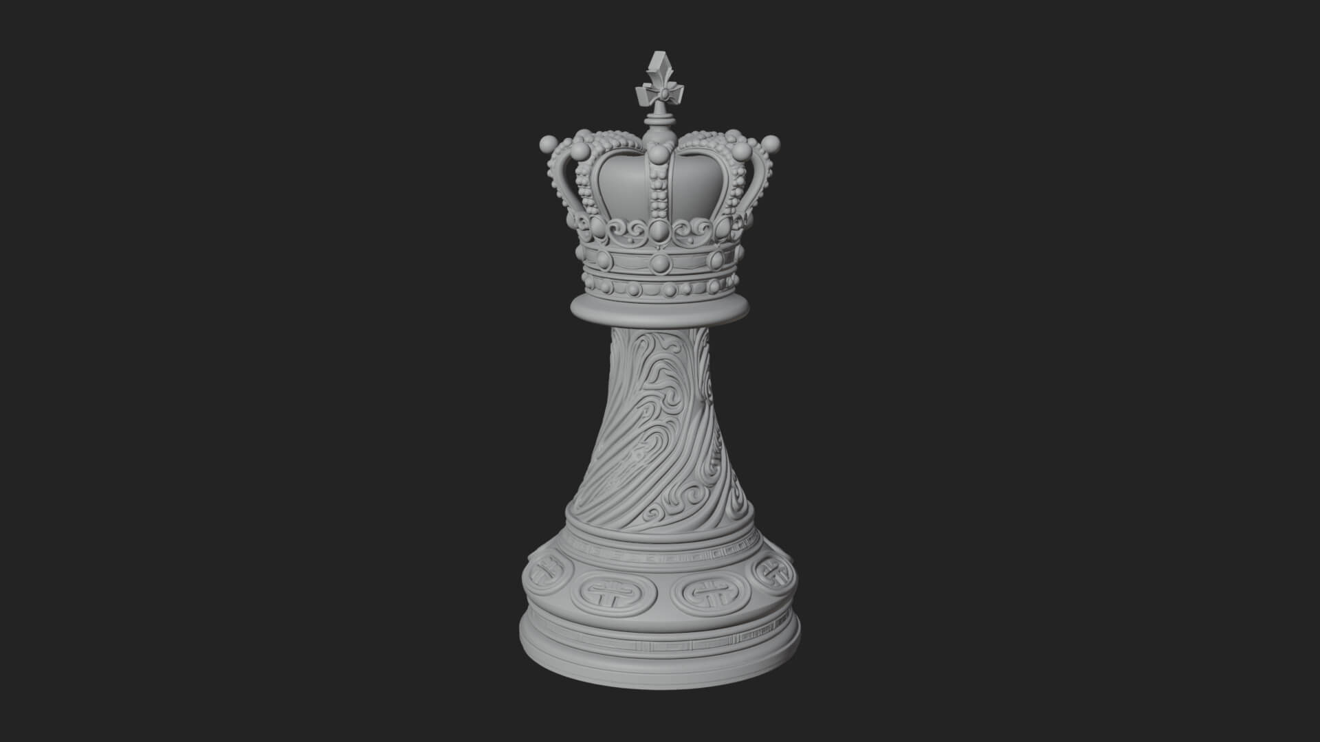 Ornate Chess Piece Statue Design 142 3D Print Model 3D Model
