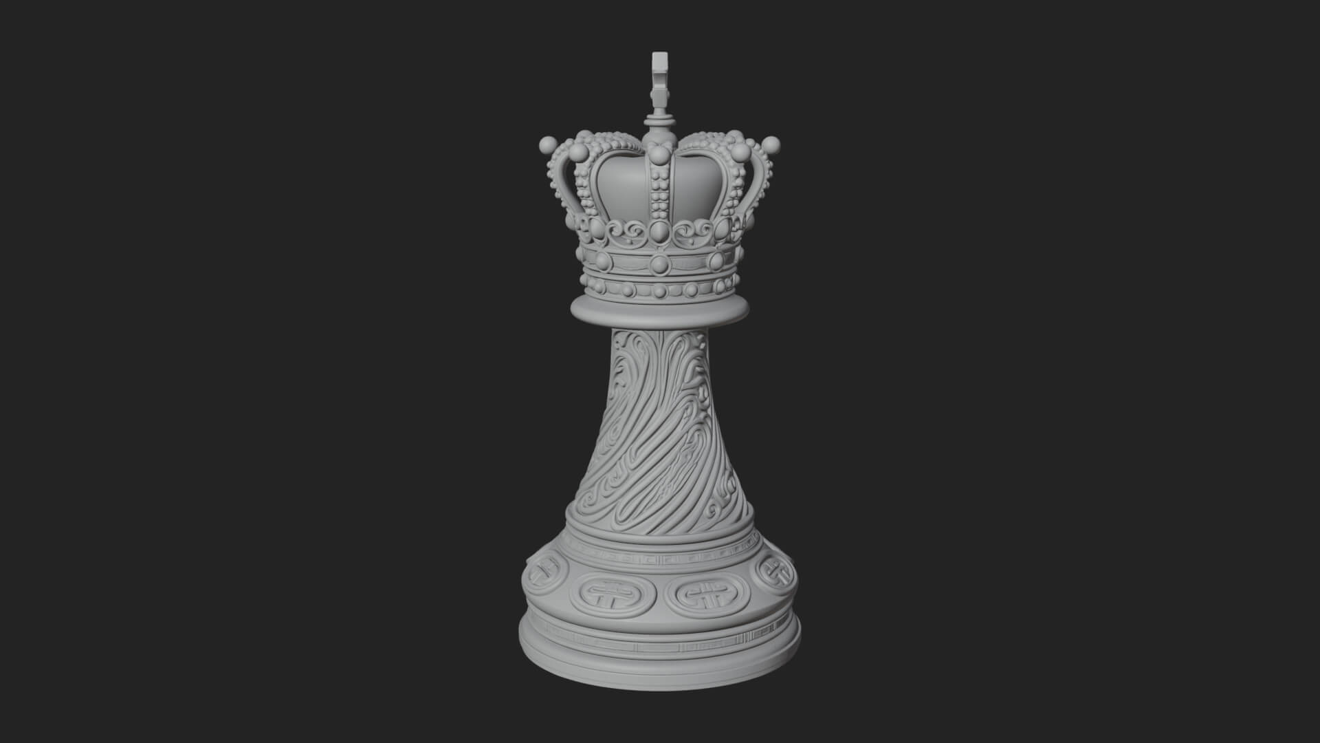 Ornate Chess Piece Statue Design 142 3D Print Model 3D Model