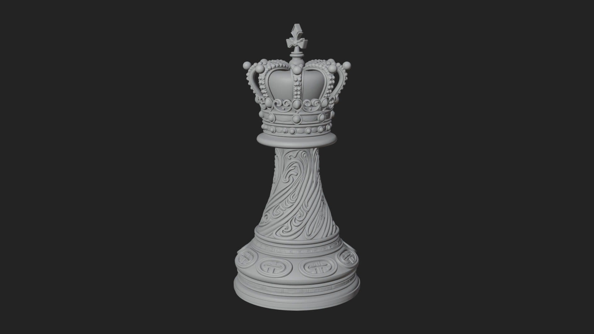 Ornate Chess Piece Statue Design 142 3D Print Model 3D Model