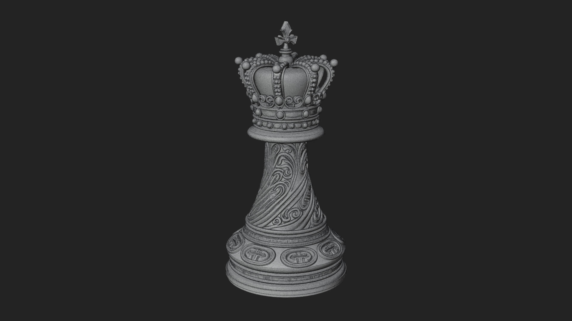 Ornate Chess Piece Statue Design 142 3D Print Model 3D Model
