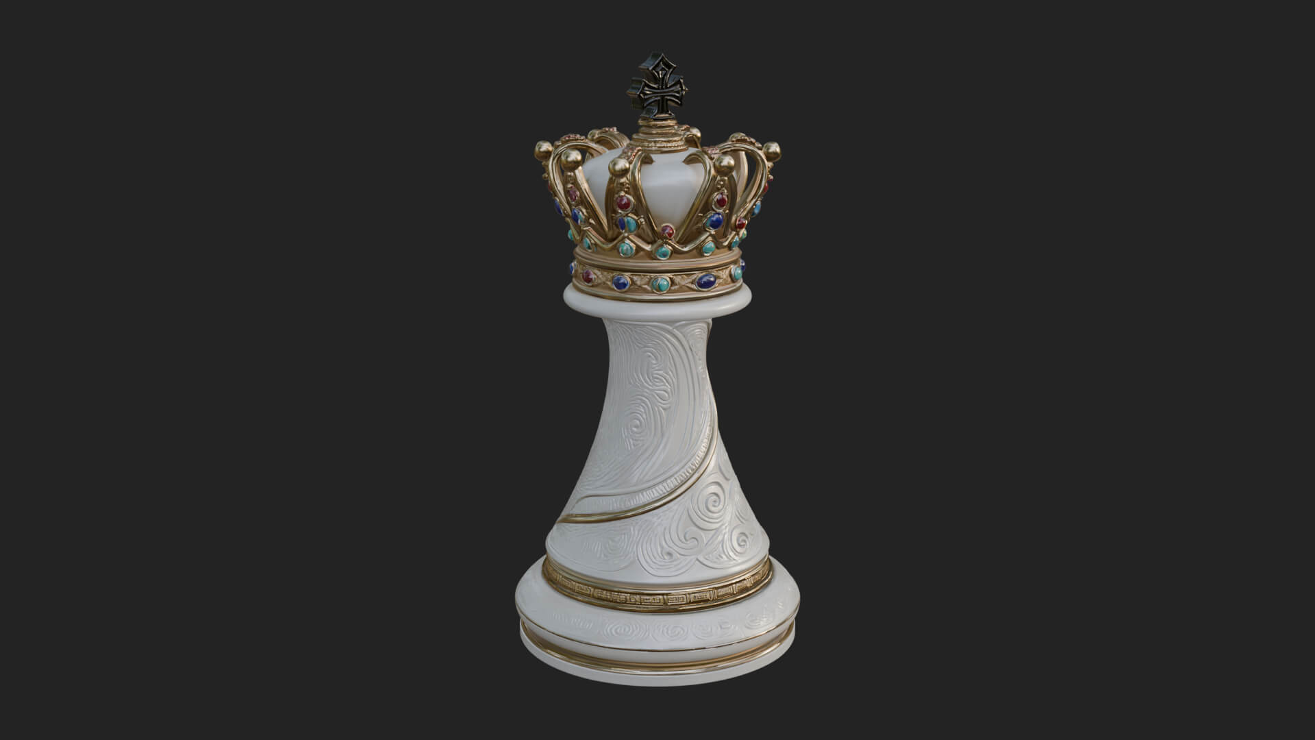 Ornate Chess Piece Statue Design 143 3D Print Model 3D Model