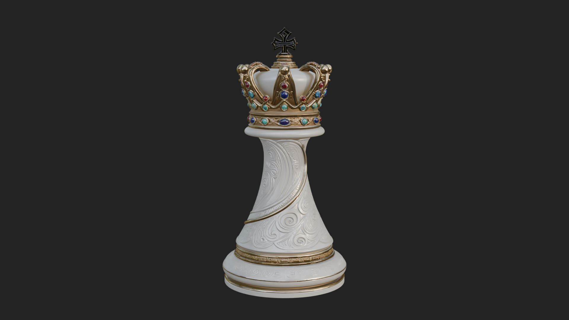 Ornate Chess Piece Statue Design 143 3D Print Model 3D Model