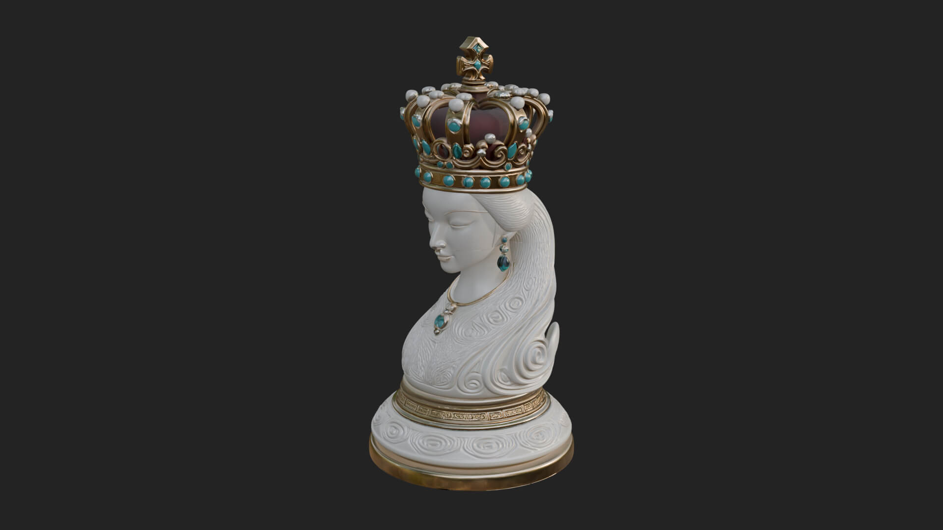 Ornate Chess Piece Statue Design 144 3D Print Model 3D Model