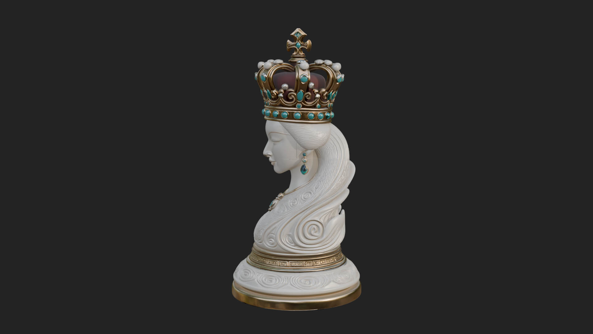 Ornate Chess Piece Statue Design 144 3D Print Model 3D Model