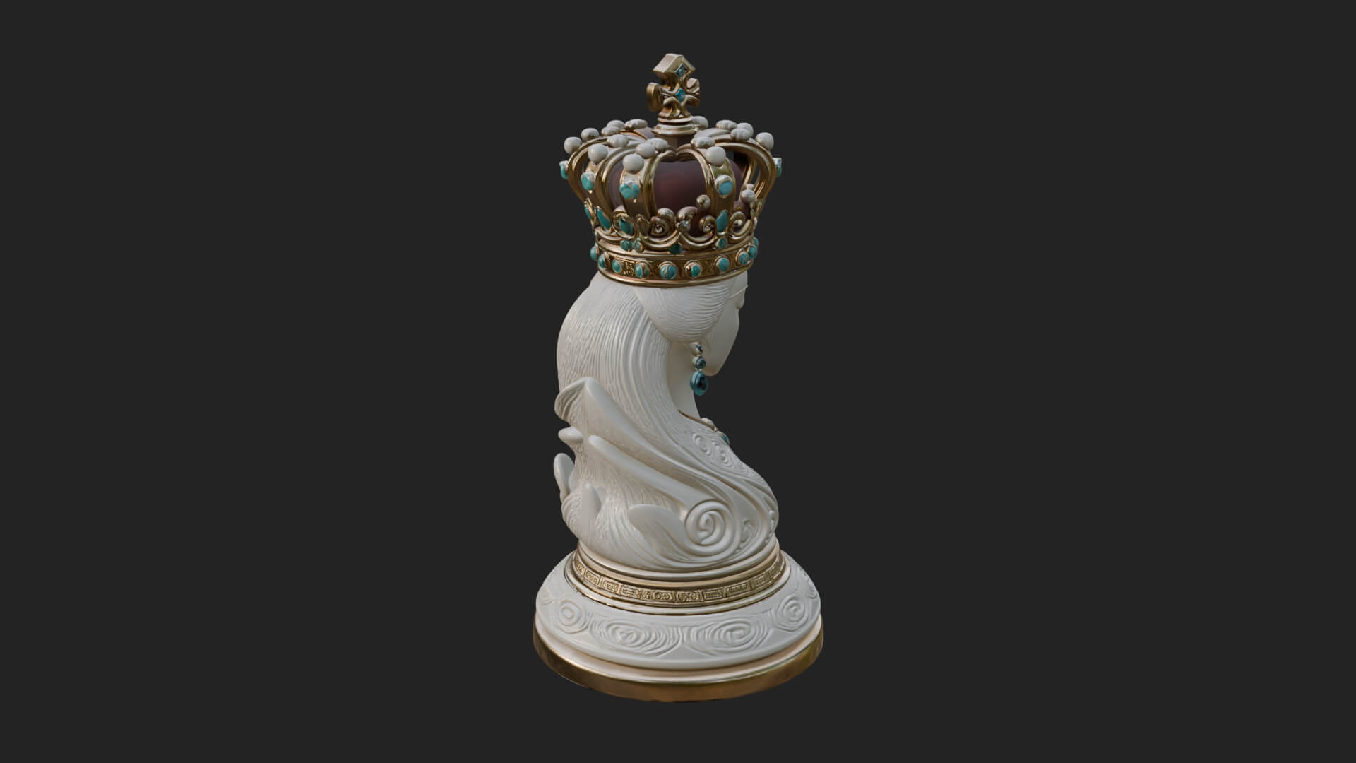 Ornate Chess Piece Statue Design 144 3D Print Model 3D Model