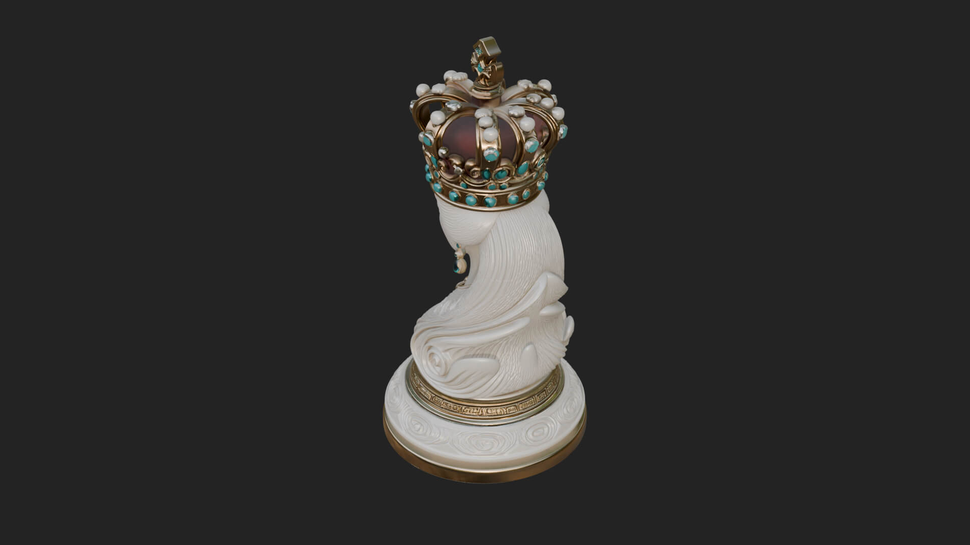 Ornate Chess Piece Statue Design 144 3D Print Model 3D Model